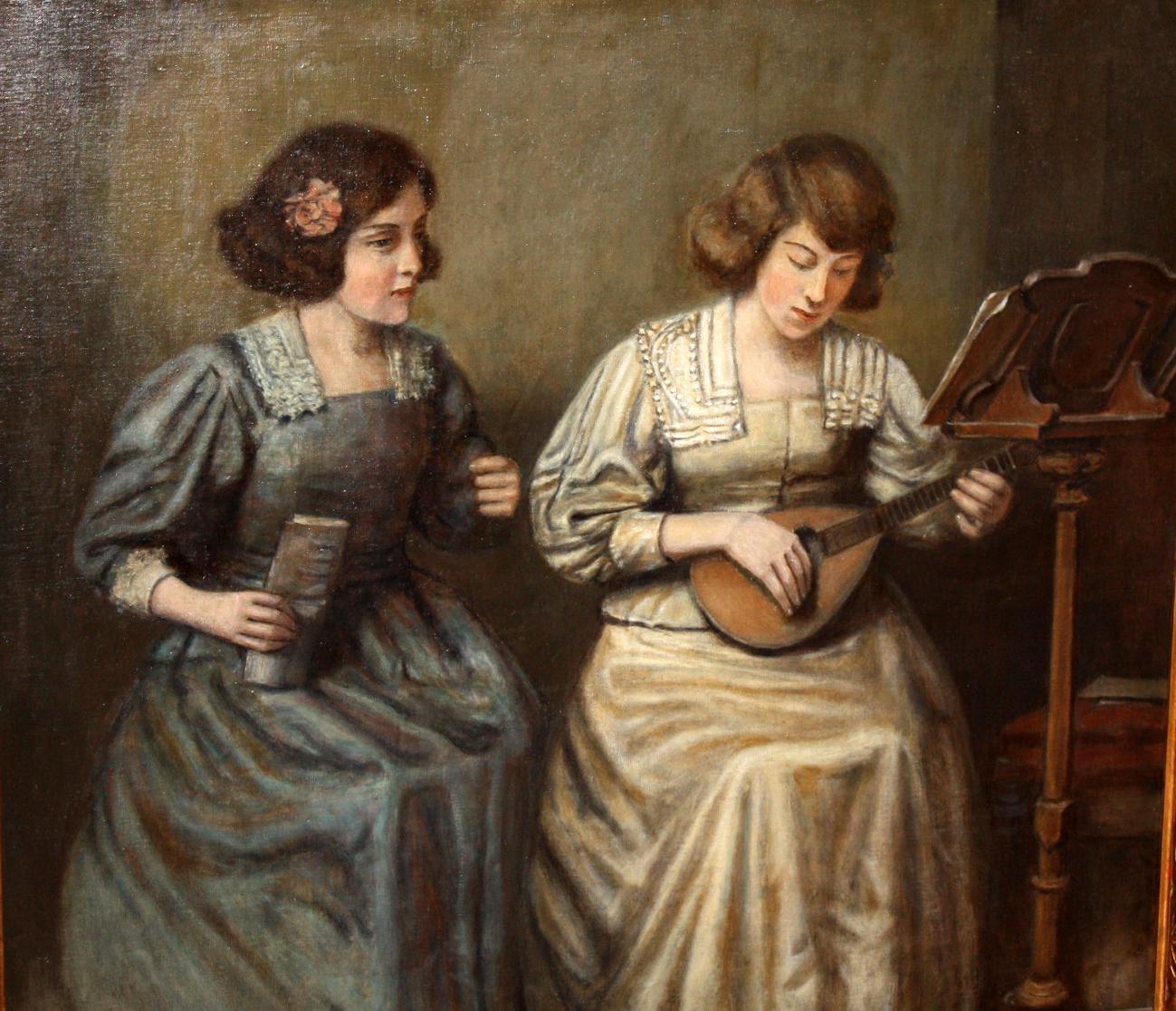 Oleo sobre tela - La profesora y la alumna - 90 x 100 cm. (Braun), Figurative Painting, von  Román Ribera Cirera