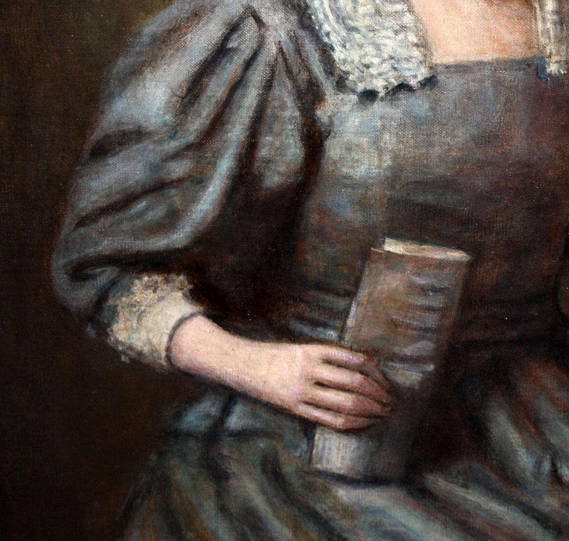 Oleo sobre tela - La profesora y la alumna - 90 x 100 cm. im Angebot 4