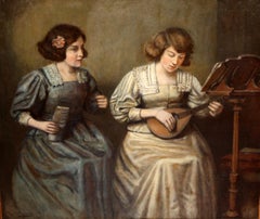 Oleo su tela - La profesora y la alumna - 90 x 100 cm.