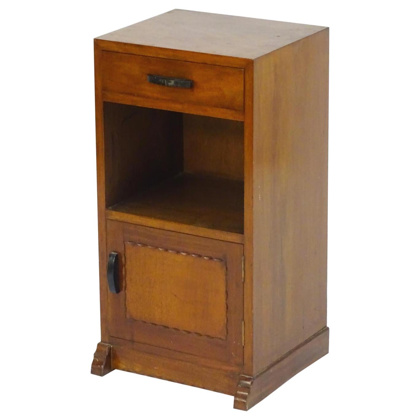 Romney Green, Style of, an Arts & Crafts Cotswold School Walnut Bedside Cabinet For Sale