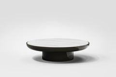Mesa de centro Romo Carrara en lacado oscuro brillante, diseño contemporáneo