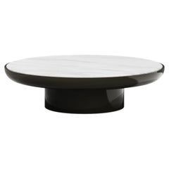 Mesa de centro Romo Carrara en lacado oscuro brillante, diseño contemporáneo