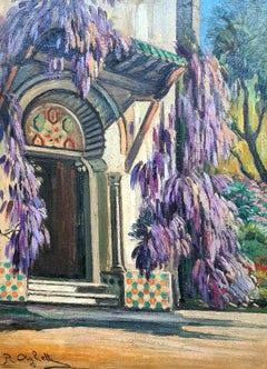 Art Deco Orientalist Painting 'The Wisteria', Early 20th Century