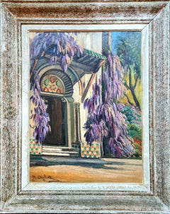 Art Deco Orientalist Painting 'The Wisteria', Early 20th Century