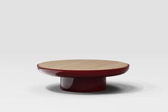 Table basse Romo en bois naturel laqué rouge brillant, design contemporain