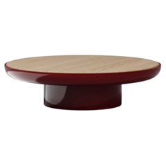 Table basse Romo en bois naturel laqué rouge brillant, design contemporain