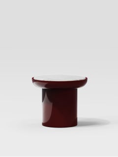 Tavolino laccato lucido rosso Romo, design contemporaneo, Made in Italy