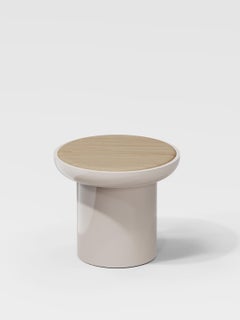 Tavolino Romo in legno laccato bianco lucido, design contemporaneo, Made in Italy