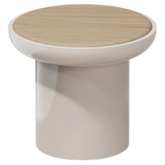 Tavolino Romo in legno laccato bianco lucido, design contemporaneo, Made in Italy