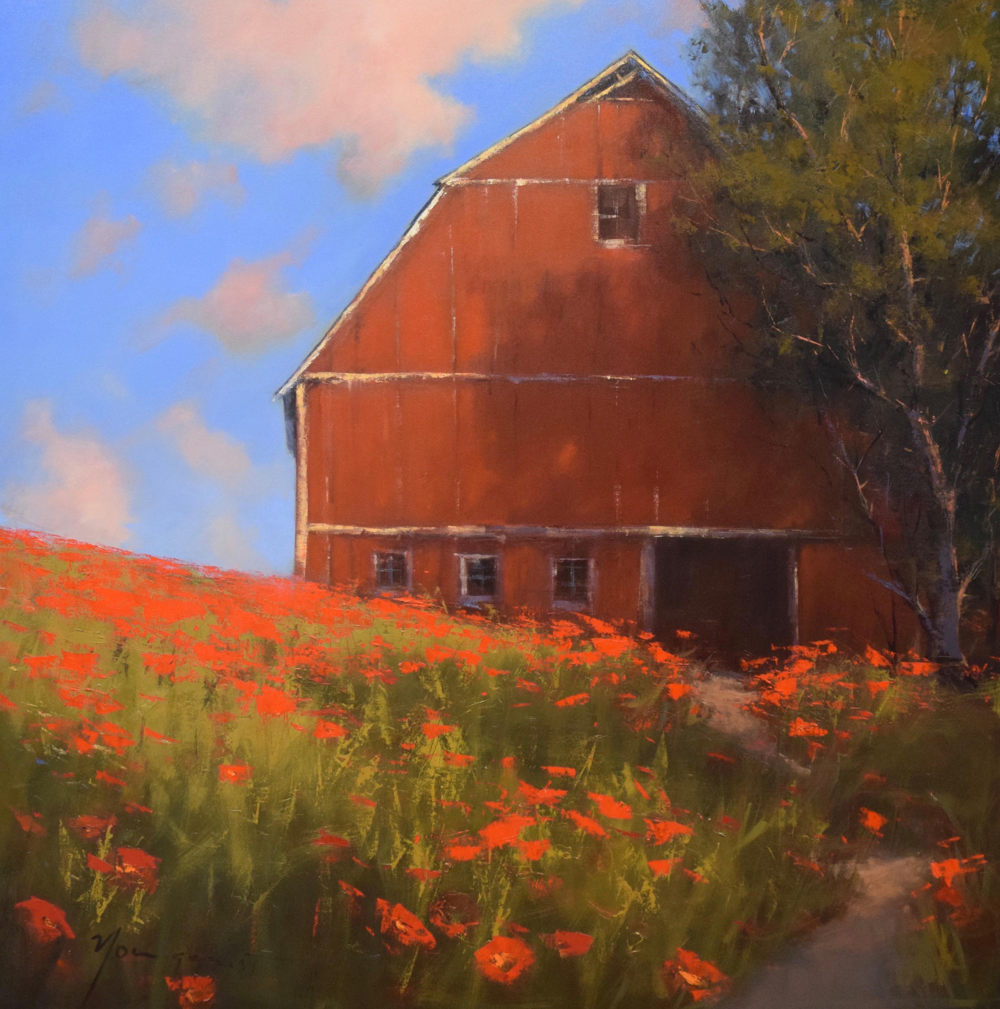 Romona Youngquist, Landscape Painting - "Barn in Summer"