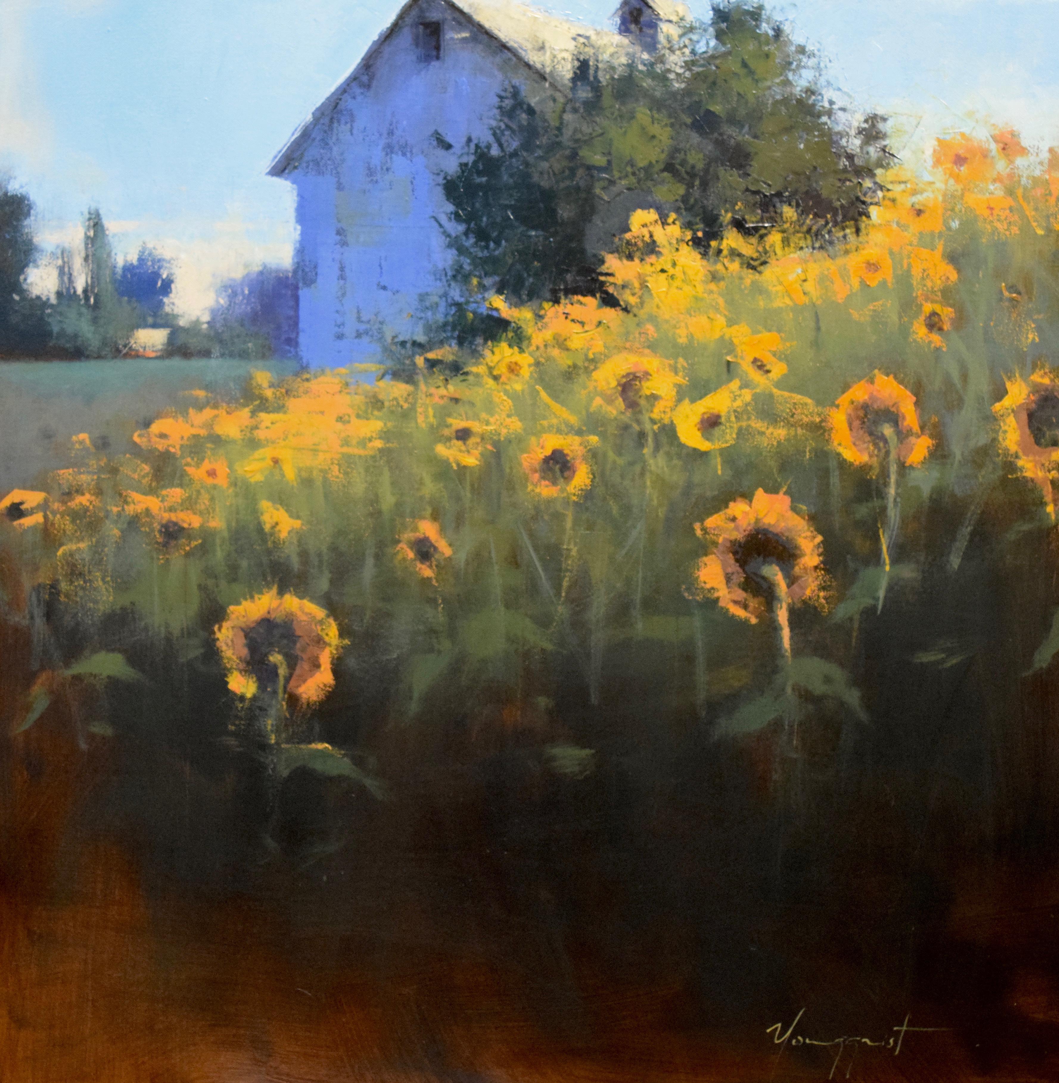 Romona Youngquist, Landscape Painting - "Sunflowers Facing East"