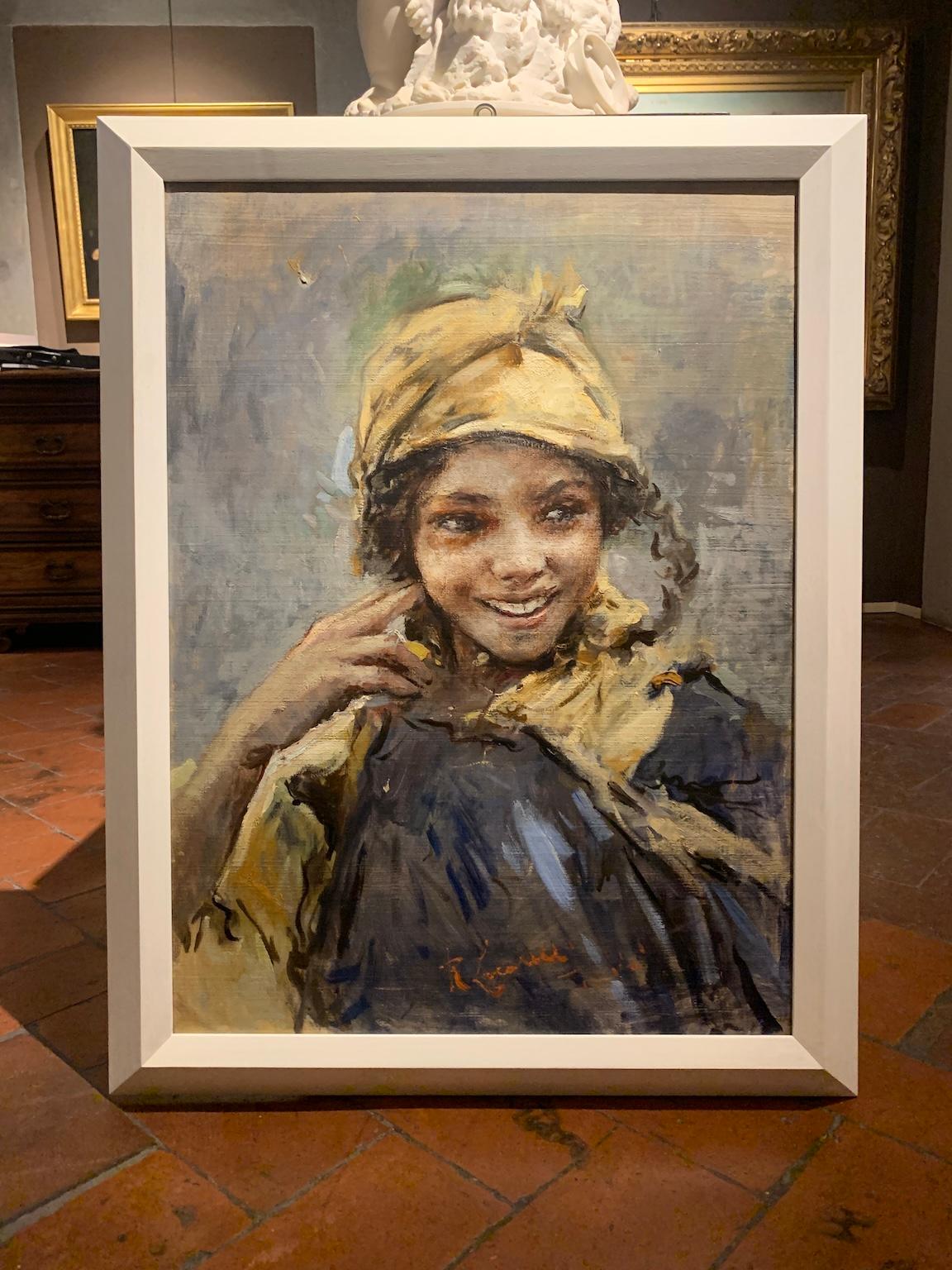 Retrato figurativo femenino orientalista italiano del siglo XX en venta 1