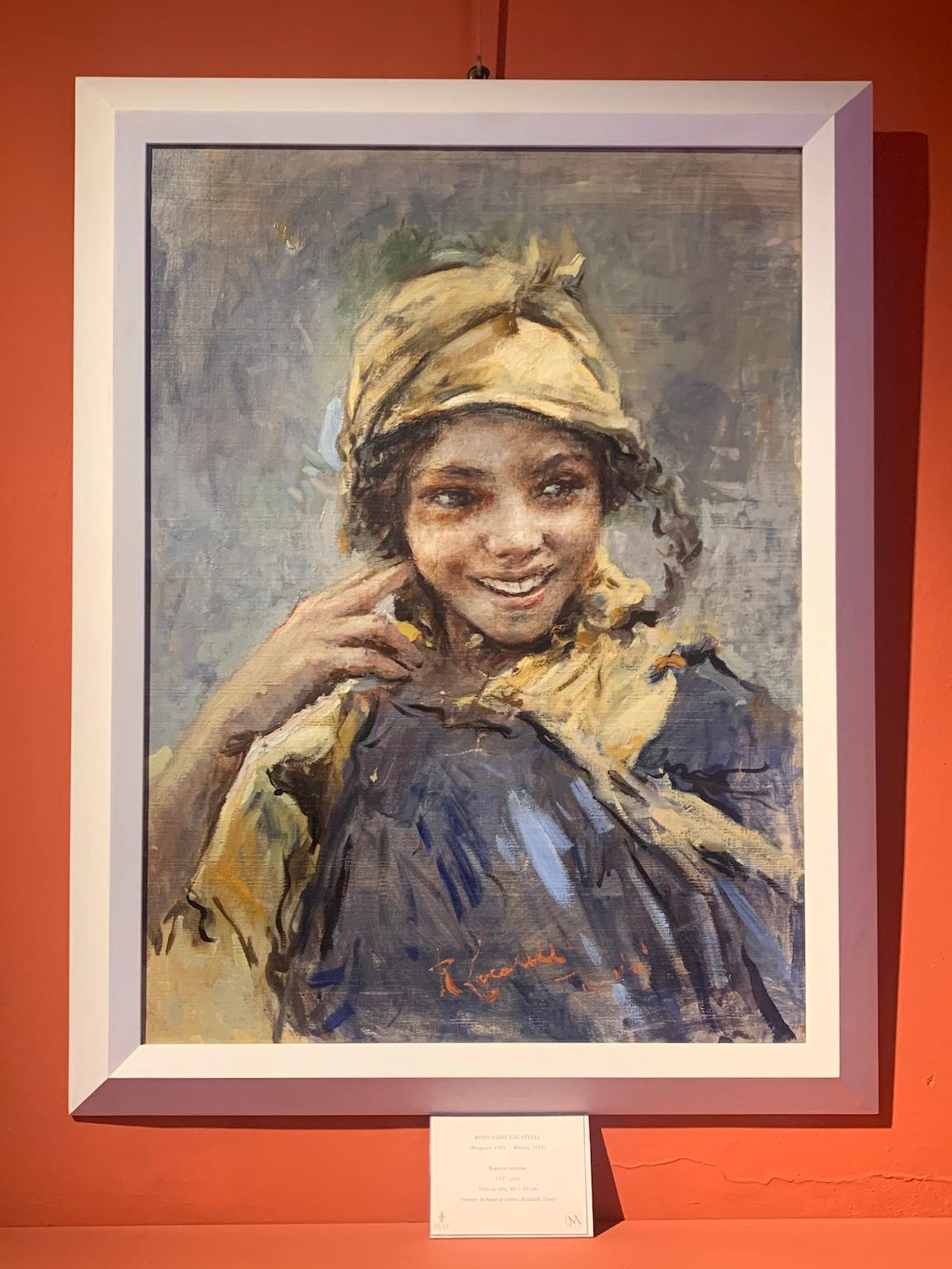 Figurative Painting de Romualdo Locatelli - Retrato figurativo femenino orientalista italiano del siglo XX
