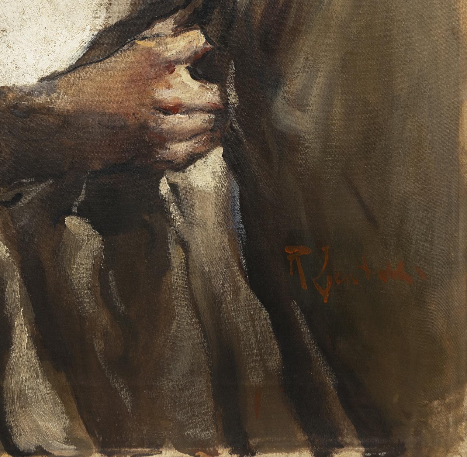El cuadro sin marco mide 120 x 61 cm.
Romualdo Locatelli es conocido por sus retratos que reflejan las culturas y tradiciones de los lugares exóticos que visitó. Nacido en Bérgamo en 1905, viajó y exploró diversas partes del mundo, hasta su muerte