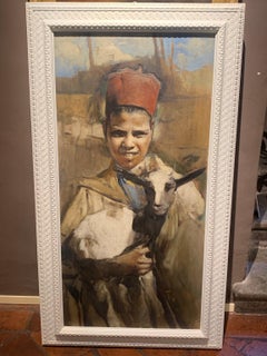 Tableau orientaliste italien du 20e siècle représentant un portrait masculin figuratif