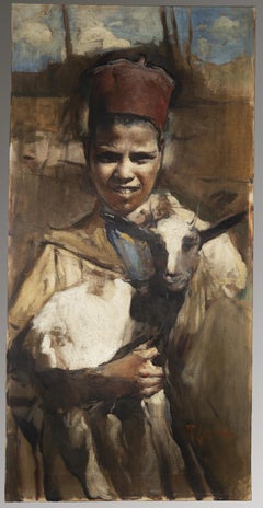 Twentieth century Italian orientalist male portrait figurative painting