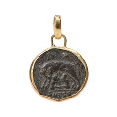 Romulus & Remus Bronze Pendant w/ 22K Trim