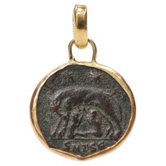 Romulus & Remus Bronze Pendant w/ 22K Trim
