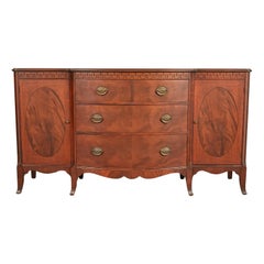 Romweber Antique Federal Inlaid Flame Mahogany Sideboard Credenza, Circa 1920s