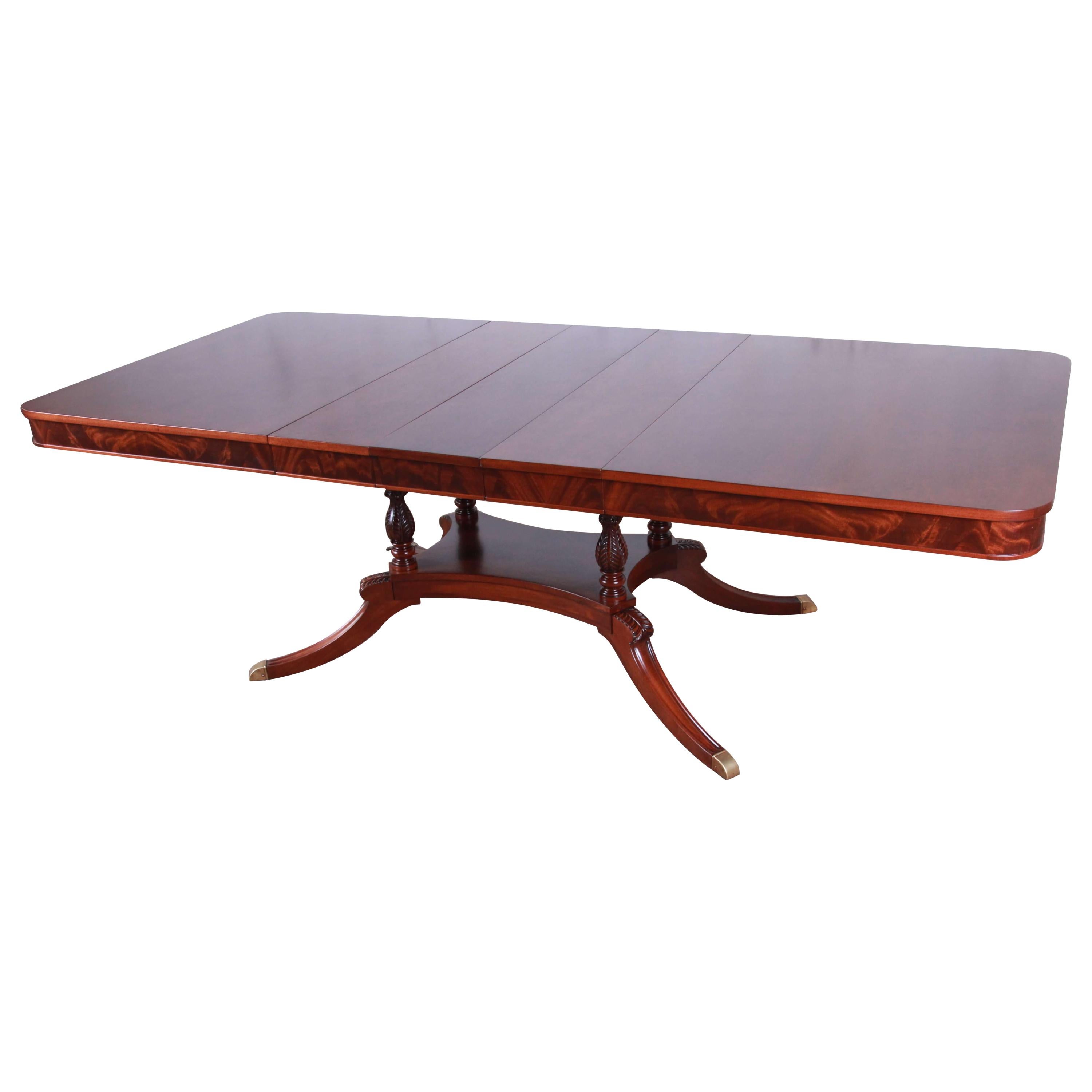 Romweber Antique Flame Mahogany Double Pedestal Dining Table For Romweber Antique Flame Mahogany Double Pedestal Dining Table For At 1stdibs