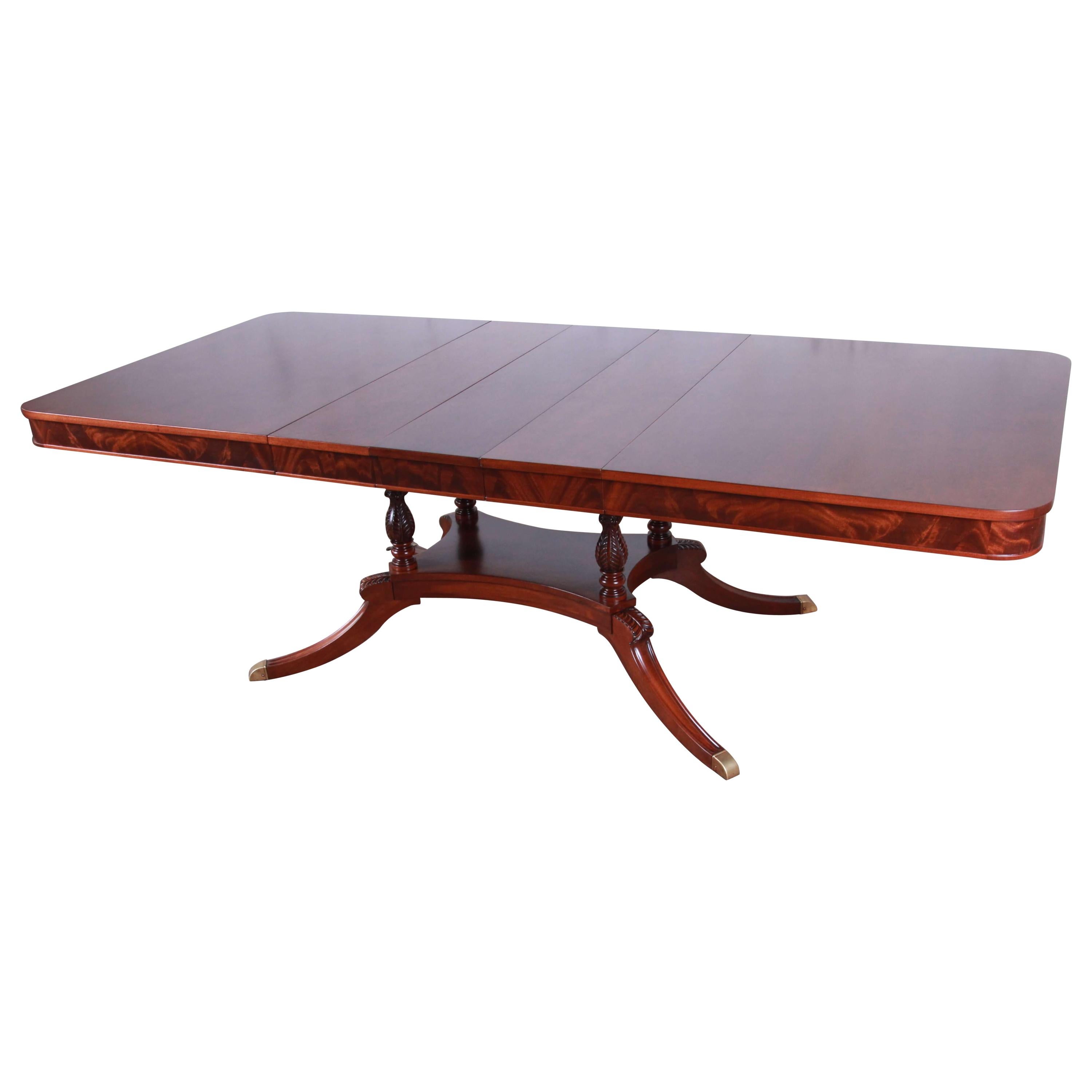 Romweber Antique Flame Mahogany Double Pedestal Dining Table