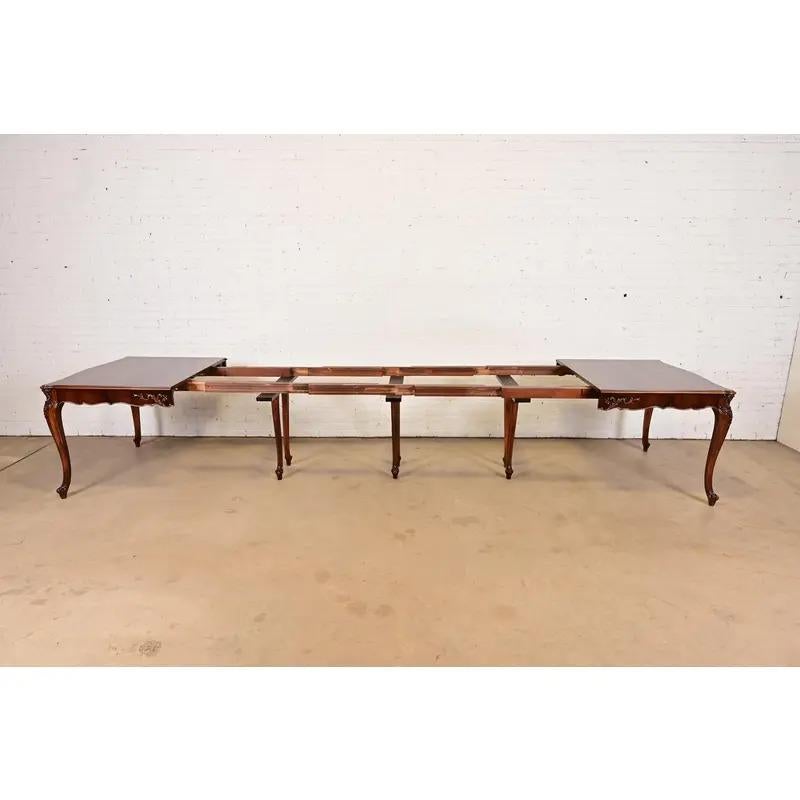 Rosewood Romweber Antique French Provincial Extension Dining Table, Newly Refinished For Sale