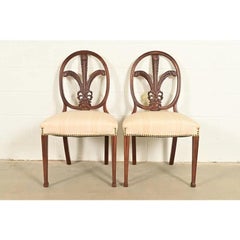 Romweber Antique French Regency Louis XVI Carved Mahogany Side Chairs, Pair