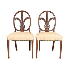 Romweber Antique French Regency Louis XVI Carved Mahogany Side Chairs, Pair