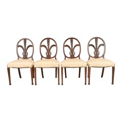 Romweber Antique French Regency Louis XVI Mahagoni Esszimmerstühle, Satz von vier