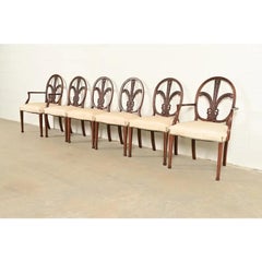 Romweber Antique French Regency Louis XVI Mahogany Dining Chairs, Set of Six