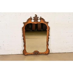 Romweber Antique French Rococo Louis XV Burl Wood Wall Mirror, Circa 1920s