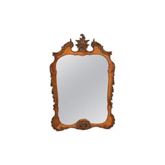 Romweber Antique French Rococo Louis XV Burl Wood Wall Mirror, Circa 1920s