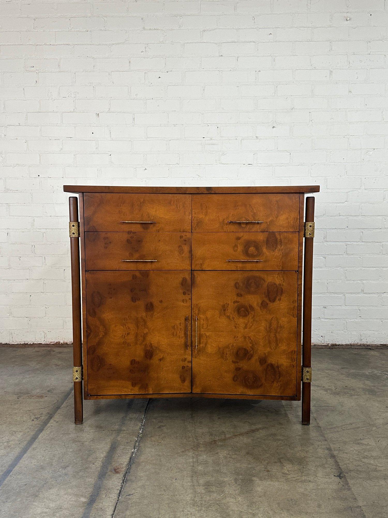 Romweber Burlwood Curved Highboy In Good Condition For Sale In Los Angeles, CA