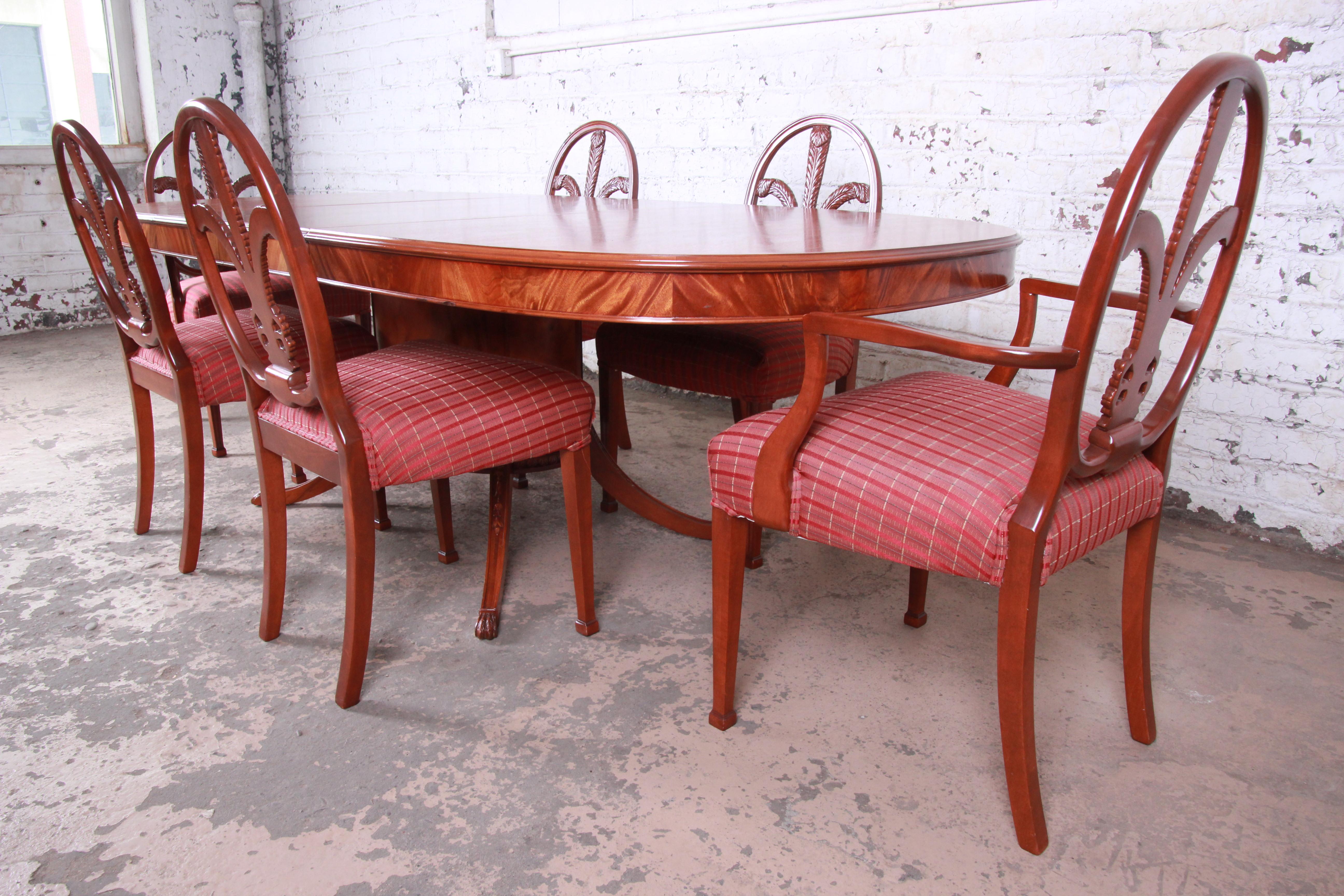 American Romweber Carved Mahogany French Regency Dining Set, Newly Refinished