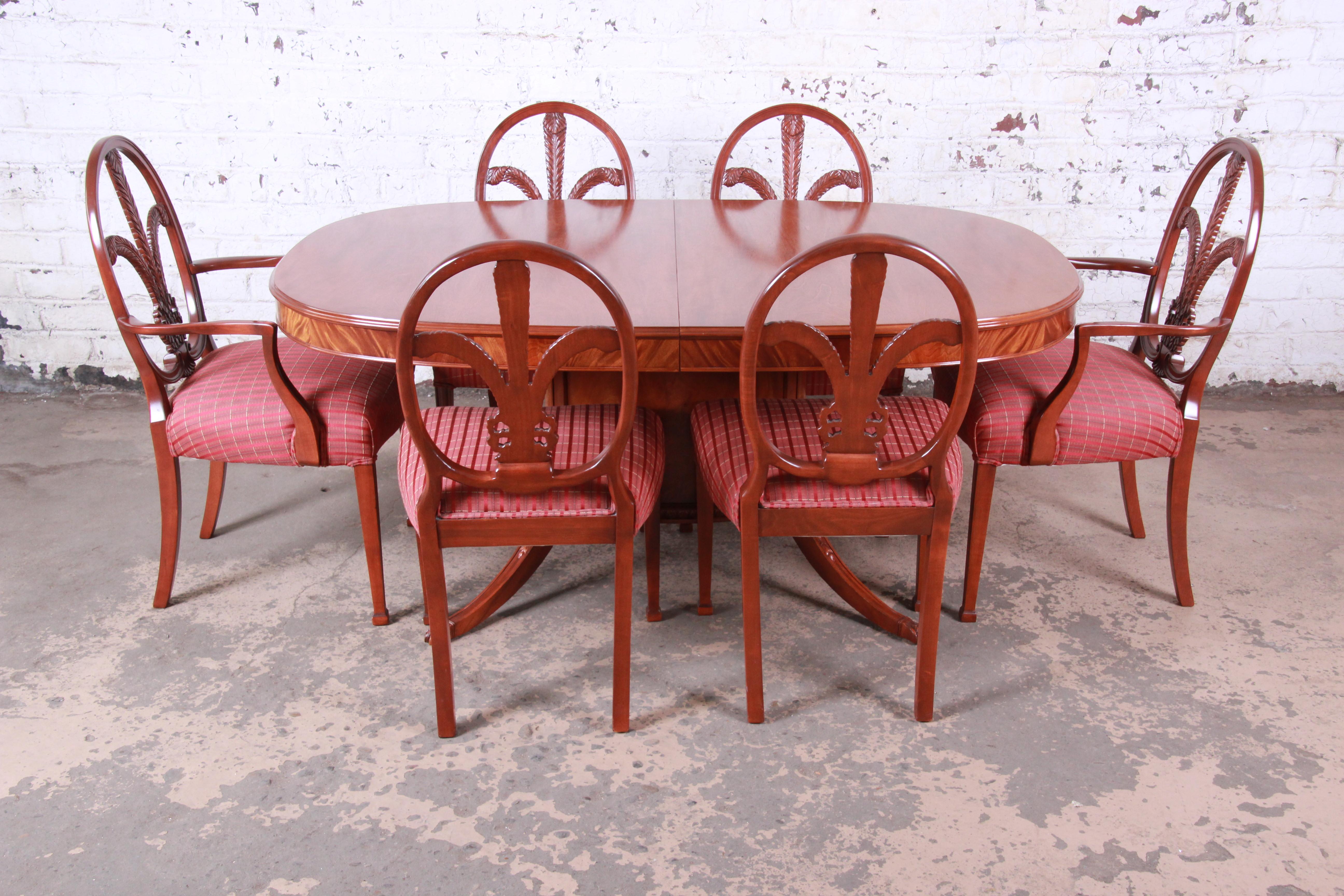 Mid-20th Century Romweber Carved Mahogany French Regency Dining Set, Newly Refinished