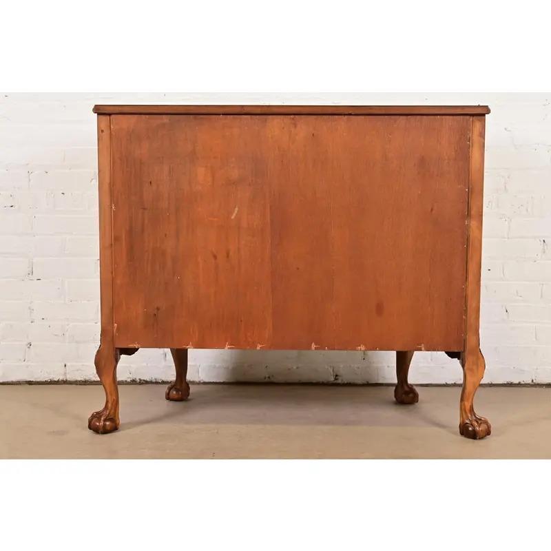 Romweber Chippendale Burl Wood Demilune Cabinet or Console Table, Circa 1920s For Sale 5