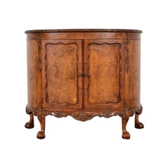 Romweber Chippendale Burl Wood Demilune Cabinet or Console Table, Circa 1920s Antique Romweber Chippendale Burl Wood Demilune Cabinet or Console Table, Circa 1920s