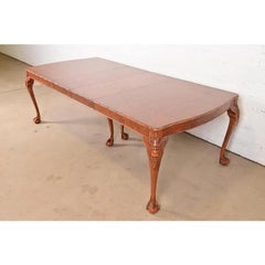 Romweber Chippendale Burl Wood Extension Dining Table, Newly Refinished