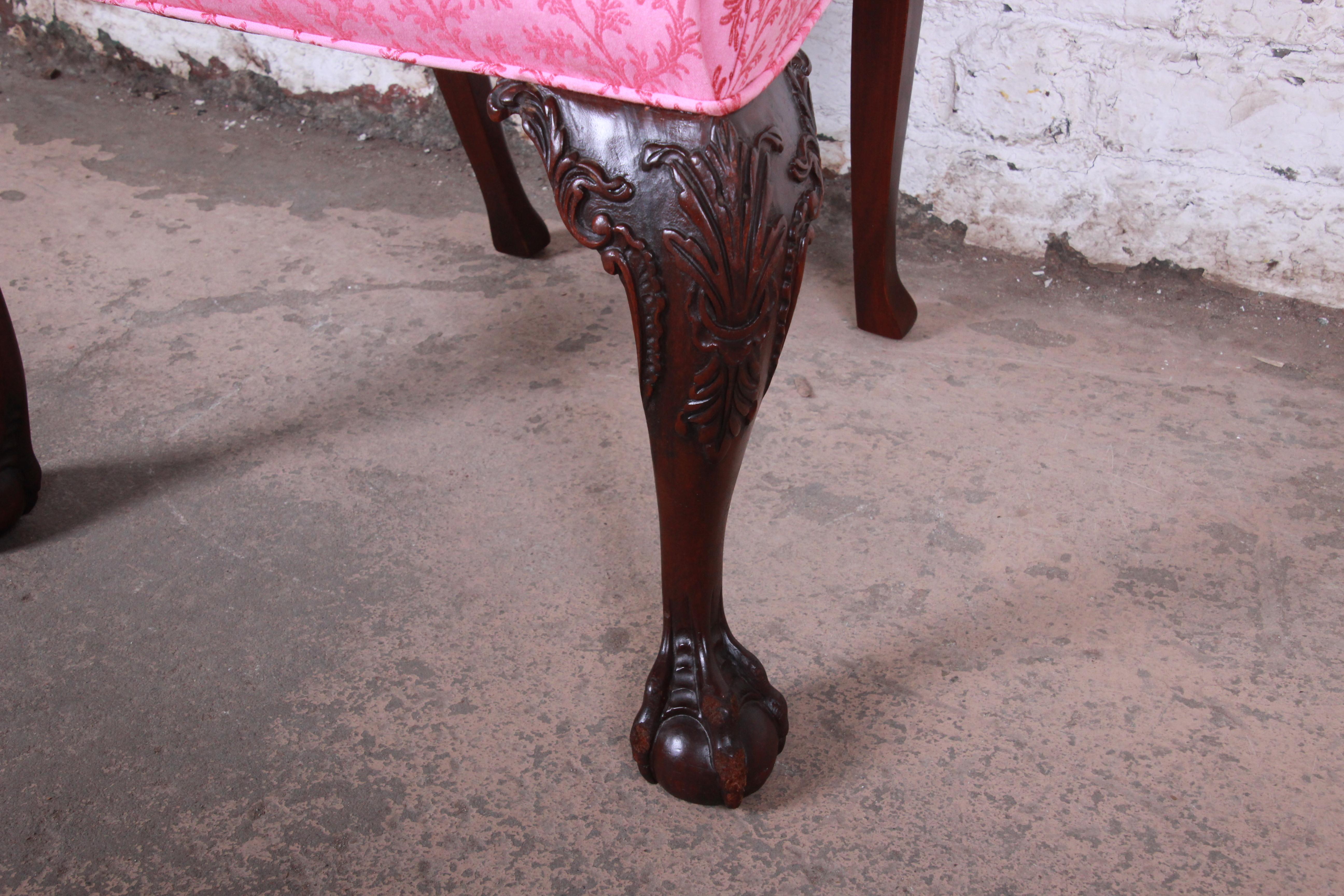 Romweber Chippendale Carved Mahogany Dining Chairs, circa 1920s 4