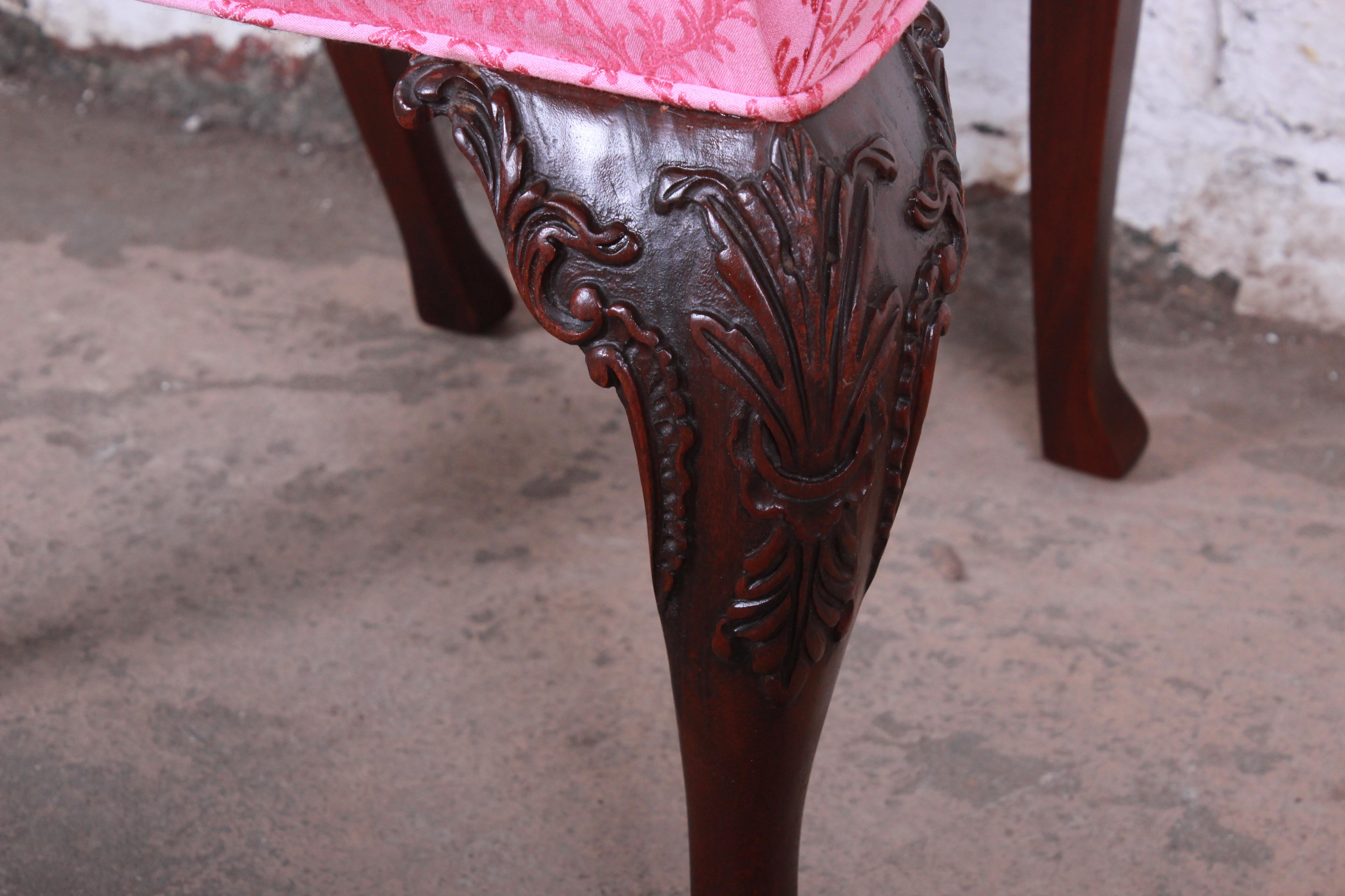 Romweber Chippendale Carved Mahogany Dining Chairs, circa 1920s 5
