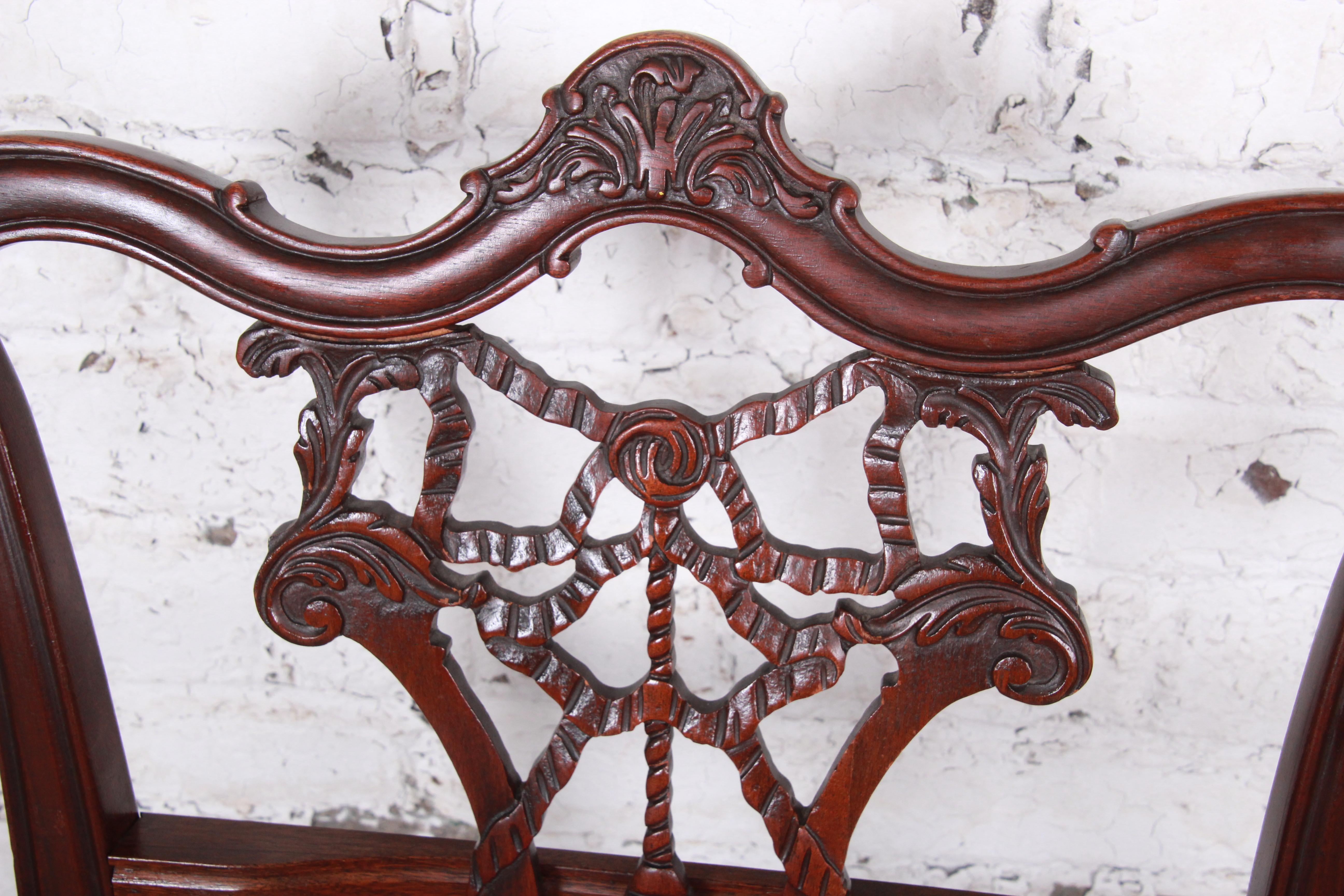 Romweber Chippendale Carved Mahogany Dining Chairs, circa 1920s 2