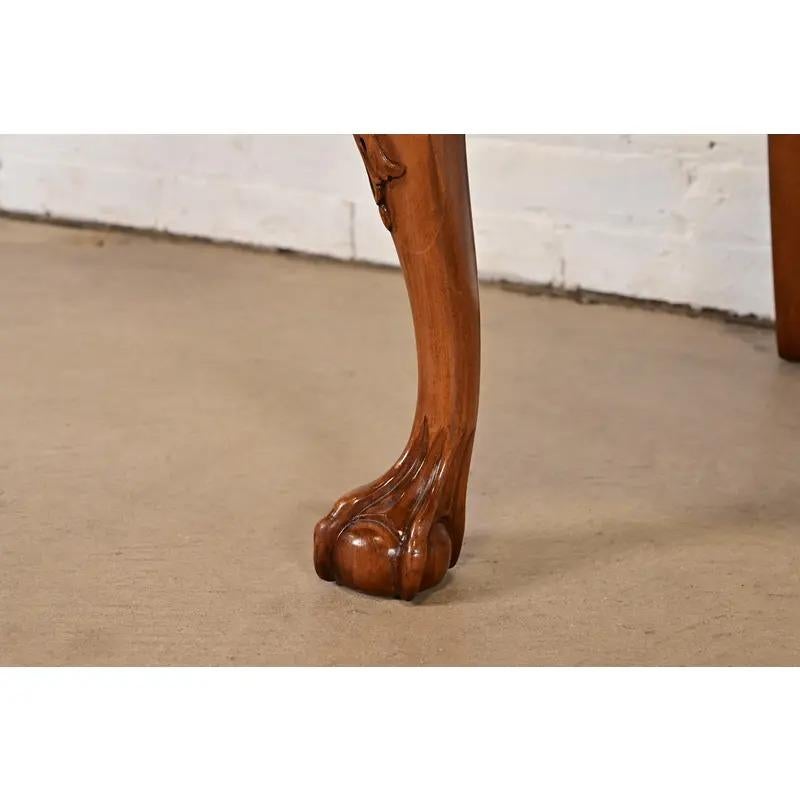 Romweber Chippendale Carved Walnut and Burl Wood Armchairs, Pair For Sale 4