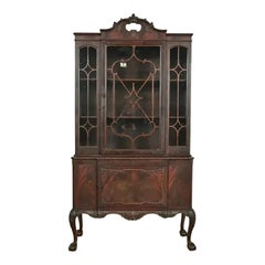 Romweber Chippendale Flame Mahogany Breakfront Bookcase Cabinet, Circa 1920s