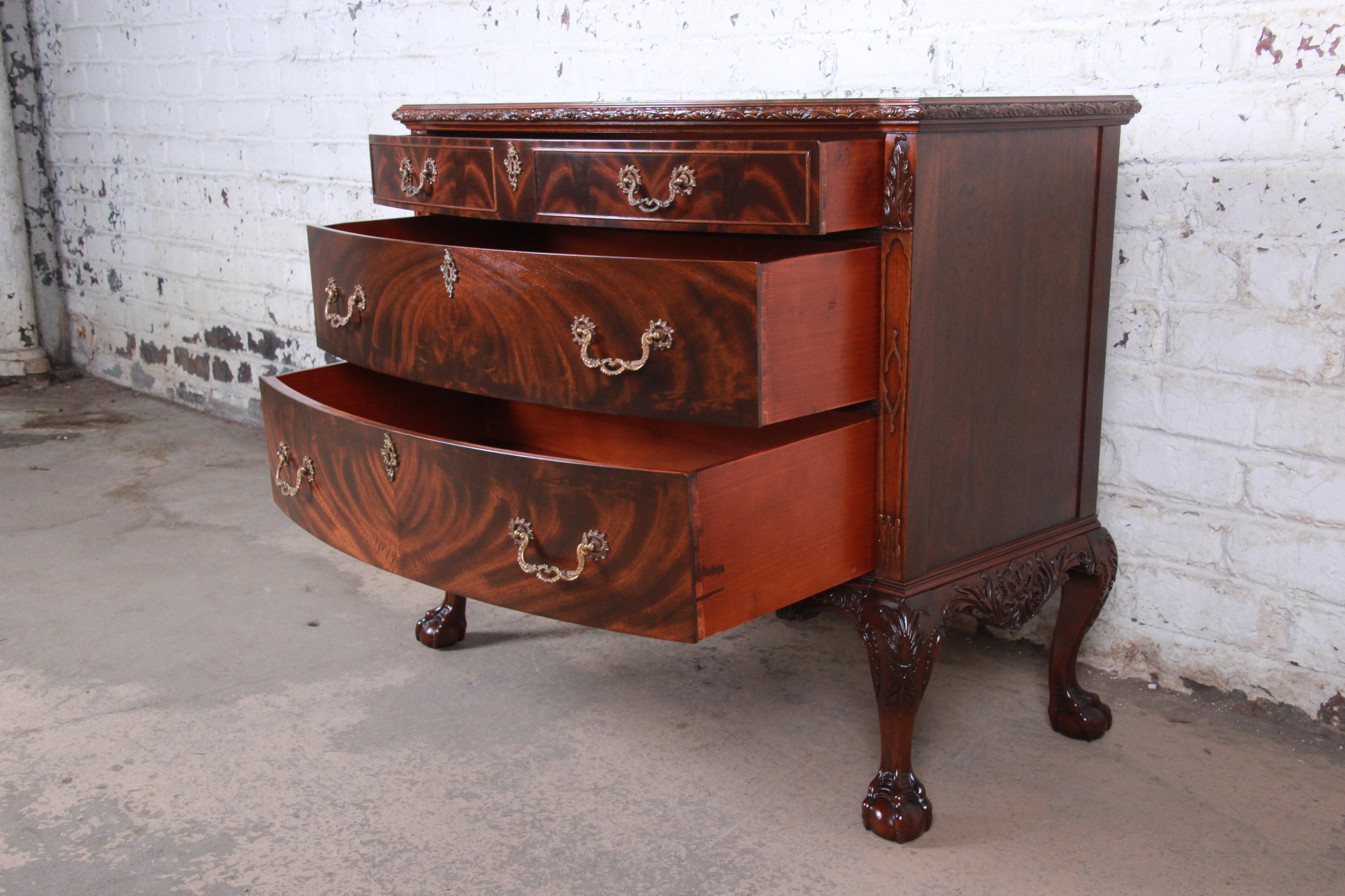 Romweber Chippendale Flame Mahogany Ornate Carved Server or Commode, circa 1920s 4