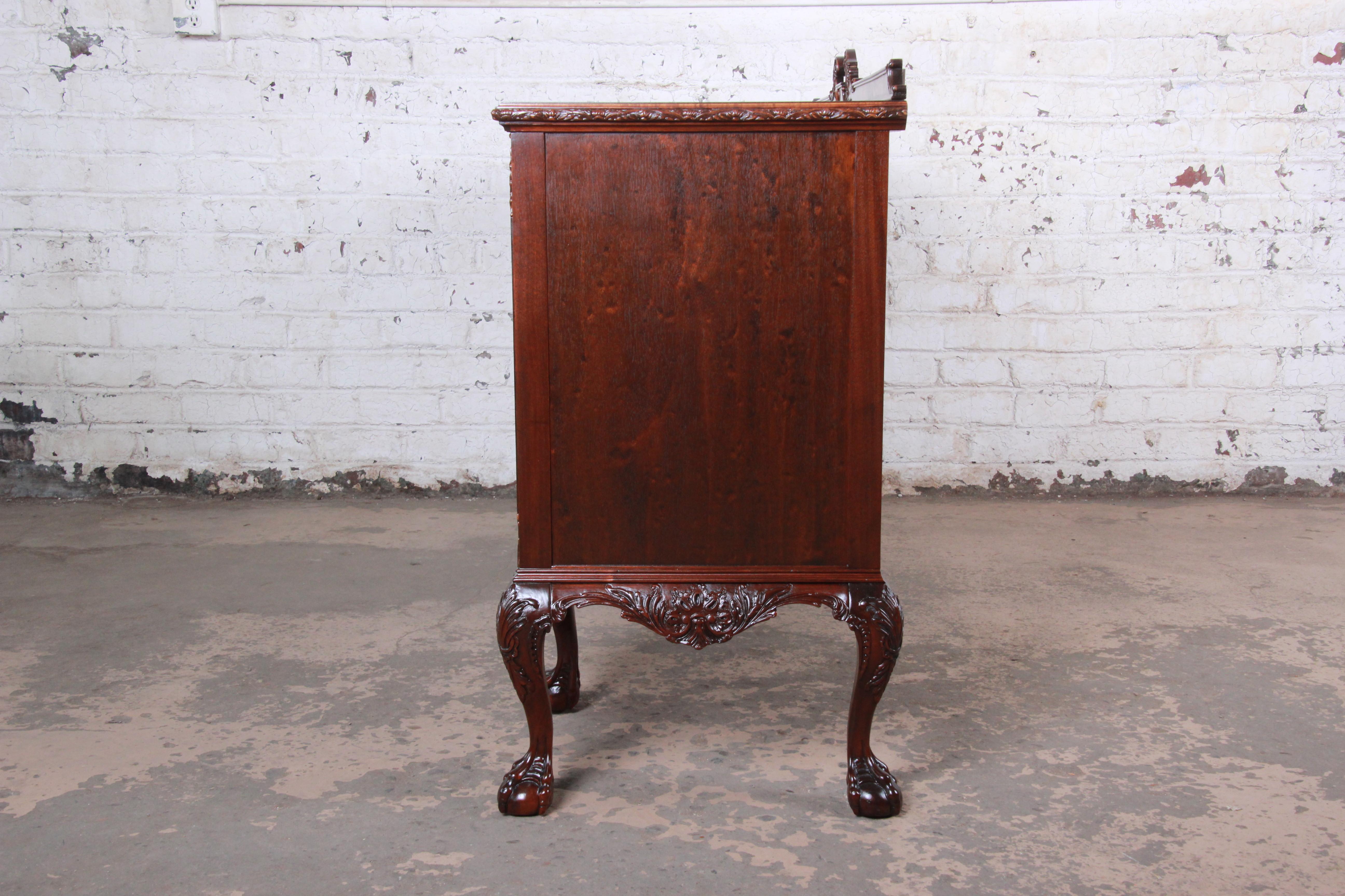 Romweber Chippendale Flame Mahogany Ornate Carved Sideboard Buffet, circa 1920s 9