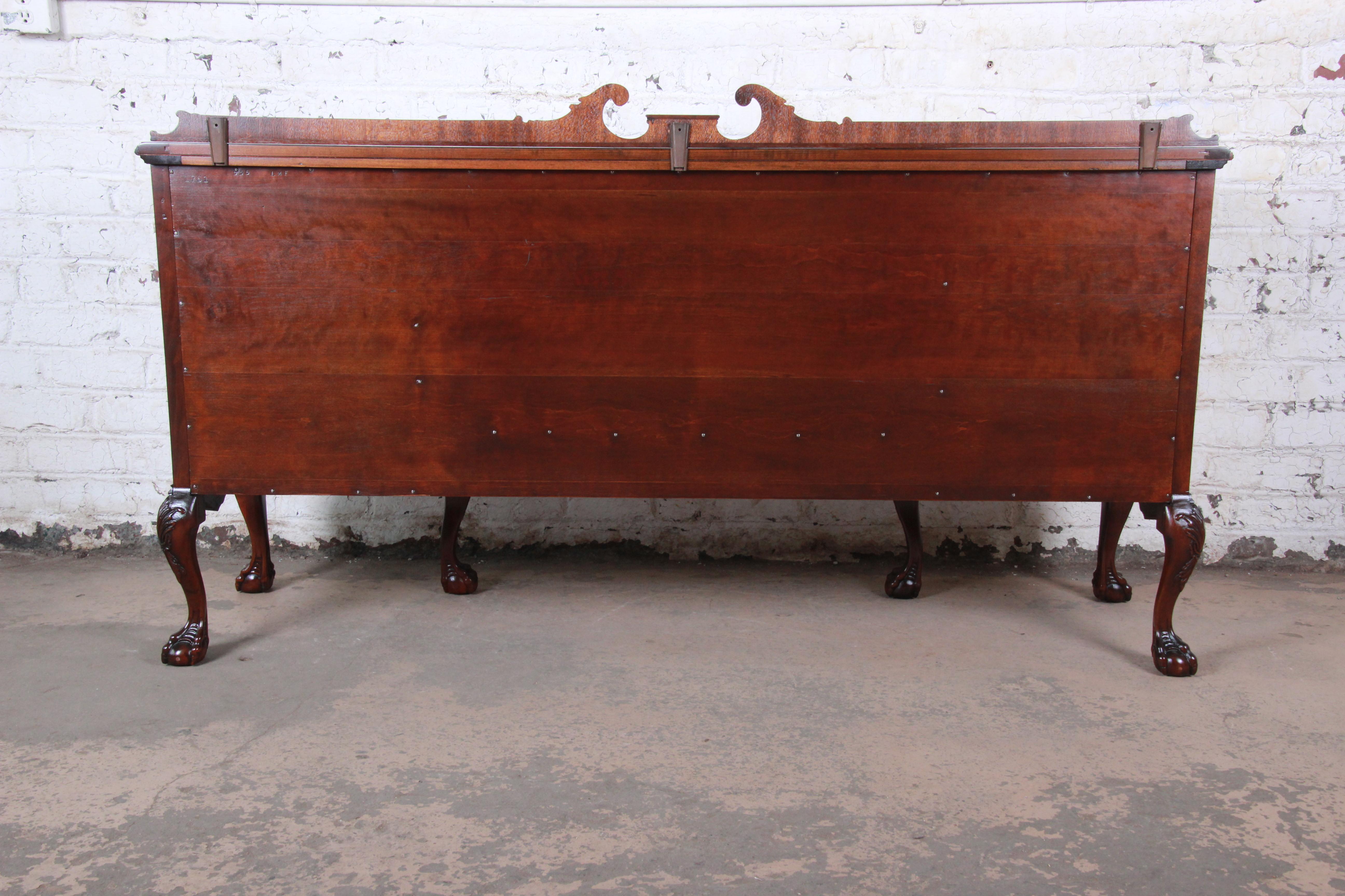 Romweber Chippendale Flame Mahogany Ornate Carved Sideboard Buffet, circa 1920s 10
