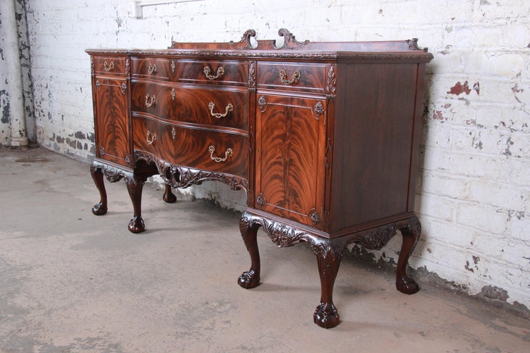 Romweber Chippendale Flame Mahogany Ornate Carved Sideboard Buffet