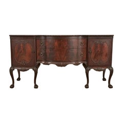 Romweber Chippendale Flame Mahogany Serpentine Front Sideboard Circa 1920s