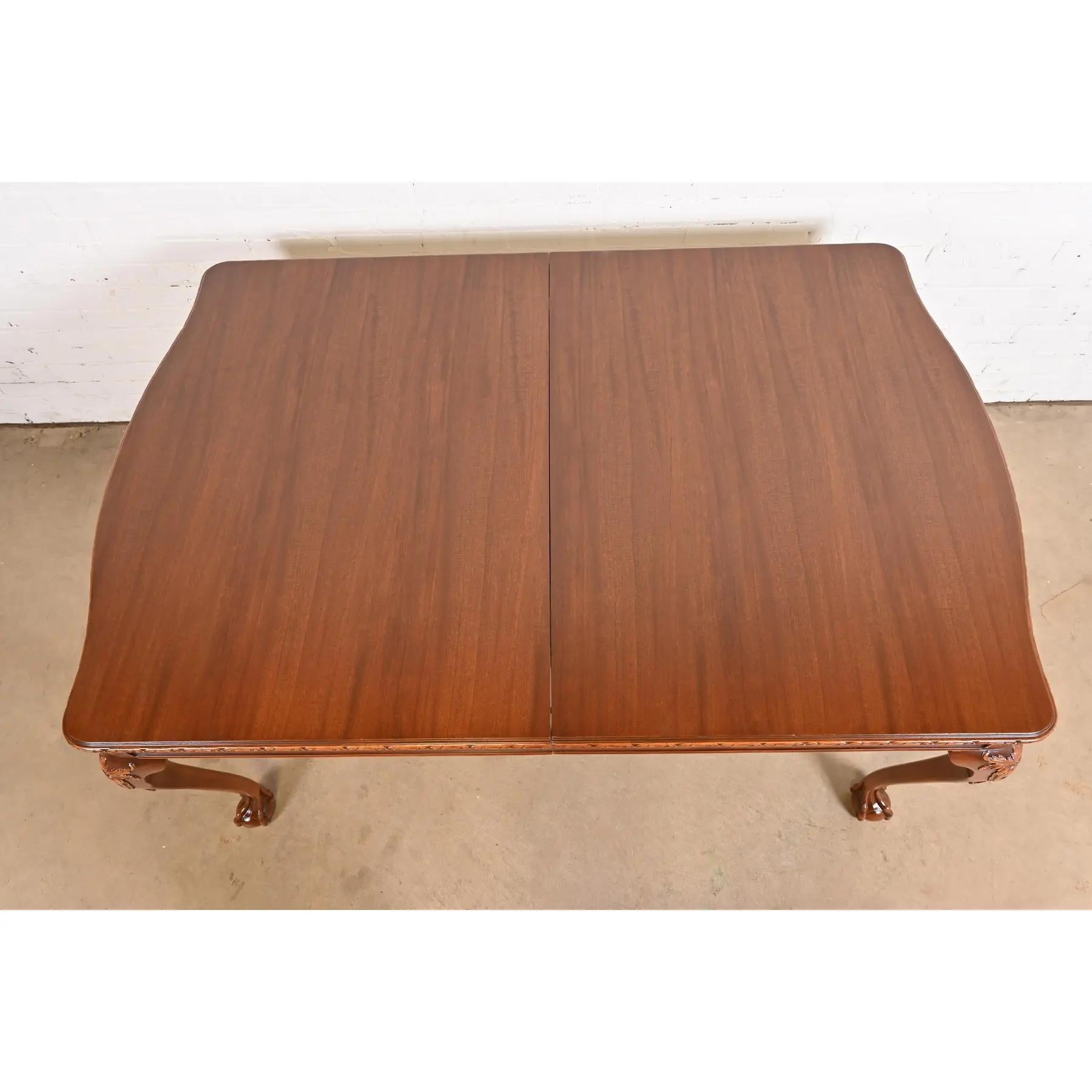 Romweber Chippendale Mahogany Extension Dining Table, Newly Refinished For Sale 5