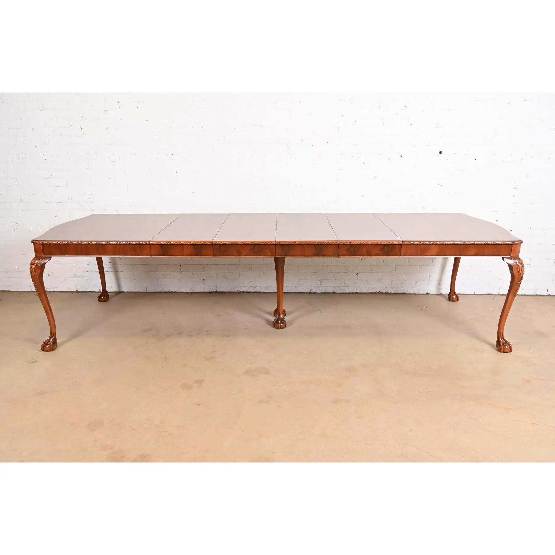 American Romweber Chippendale Mahogany Extension Dining Table, Newly Refinished For Sale